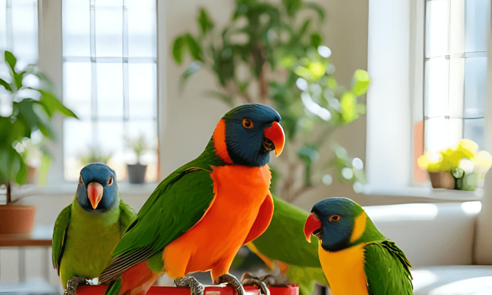 A Pet Parrot playing with a toy