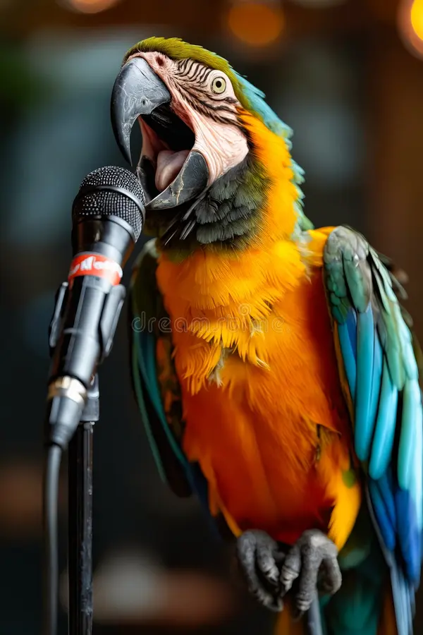 A Pet Parrot perched and alert