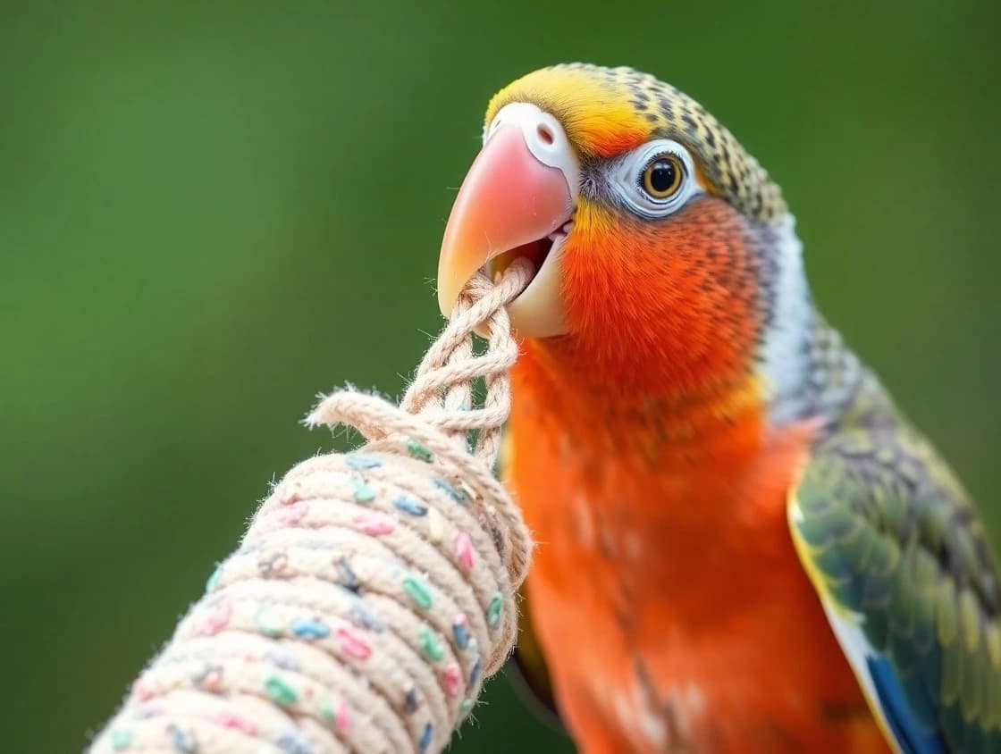 A Pet Parrot eating fresh food